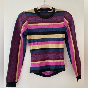 RACHEL ROY Sparkly Striped Sweater with Open Back SIZE S